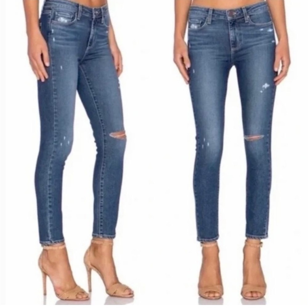 PAIGE Hoxton Ankle Distressed Skinny Blue Jeans Size 30